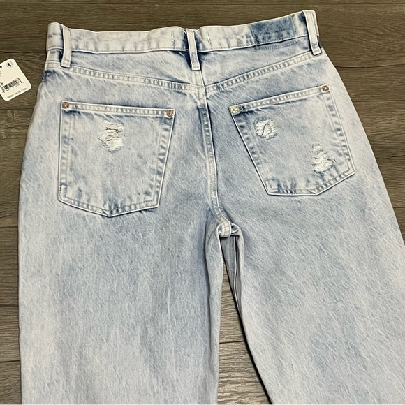 Free People Tapered Baggy Boyfriend Jeans Purple Rock Blue Sz 28 NWT Distressed - Picture 12 of 12